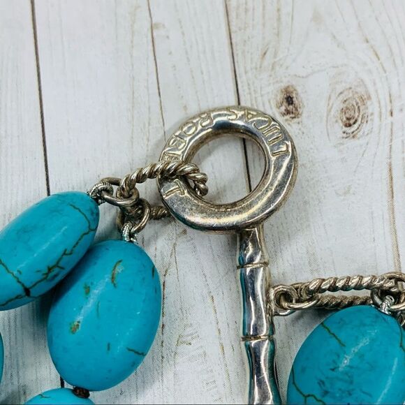 Lucas Robert Sterling Silver Turquoise Double Strand Necklace - Picture 3 of 4